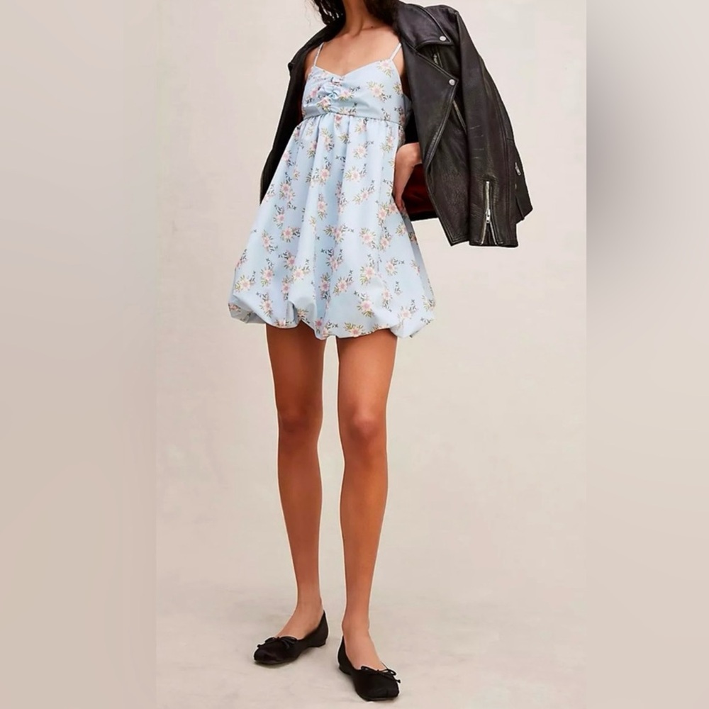 Free People BlueBell Bubble Mini Dress. Color: Blue. Size: XL